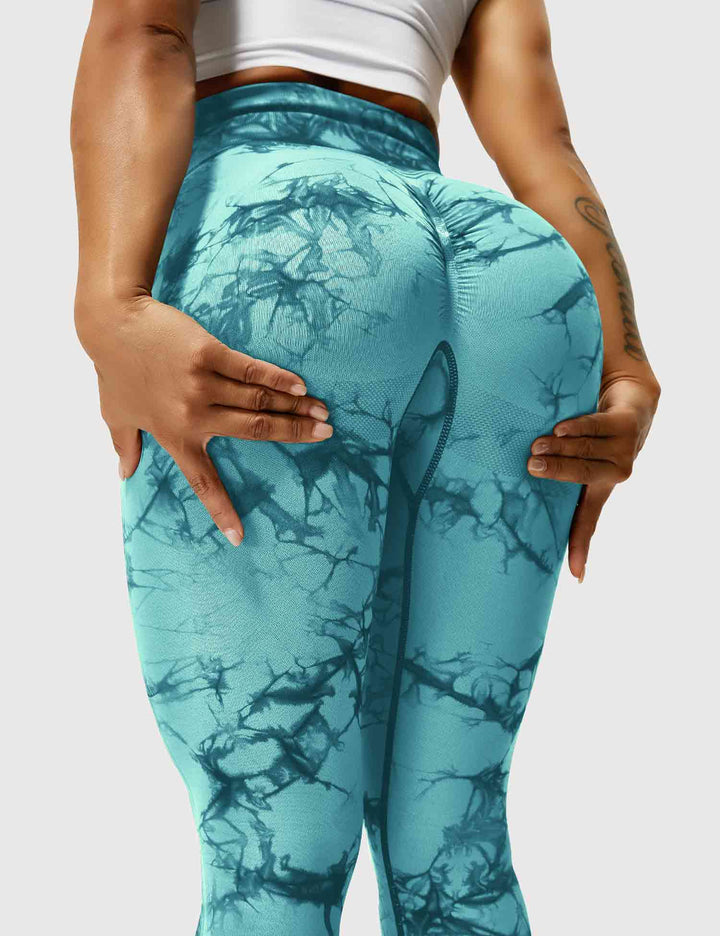 Moisture-wicking tie-dye workout leggings, women's athletic.
