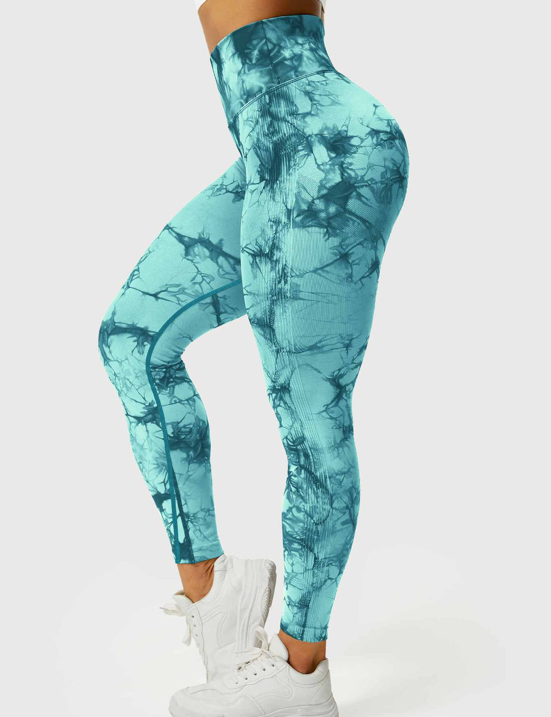 Women's tie-dye running leggings, breathable & stylish.