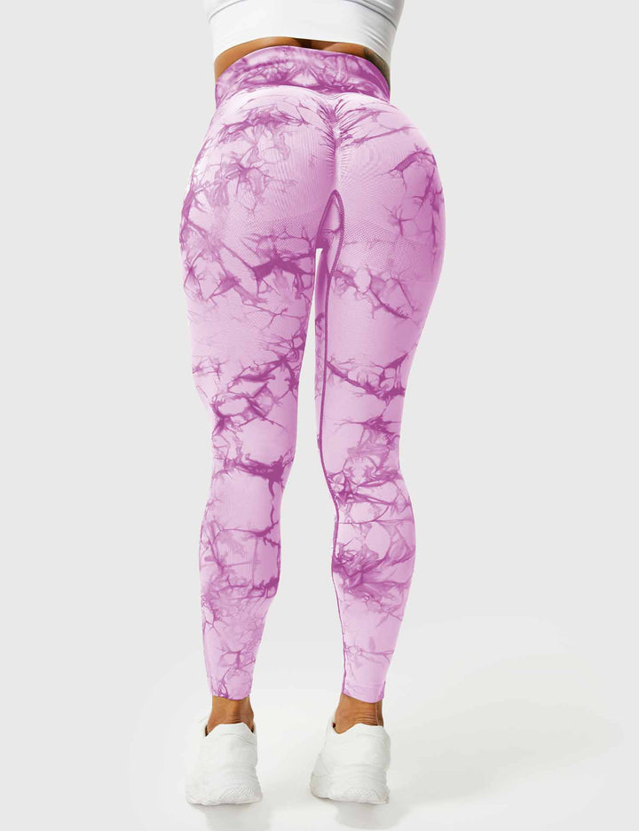 Artistic tie-dye women's leggings, stylish activewear.