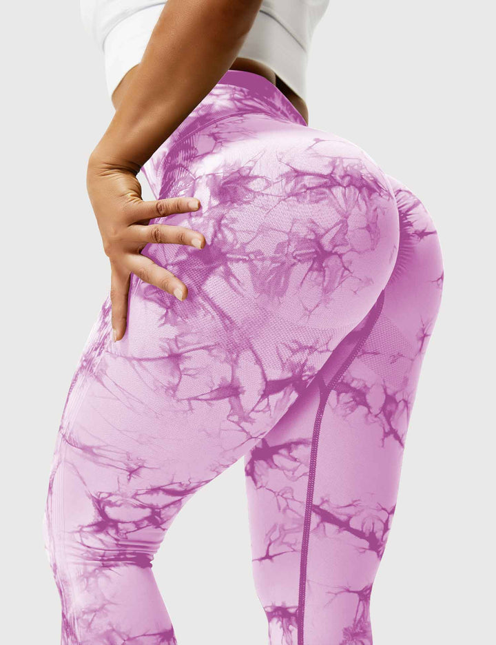 High-rise tie-dye workout leggings for women, comfortable.