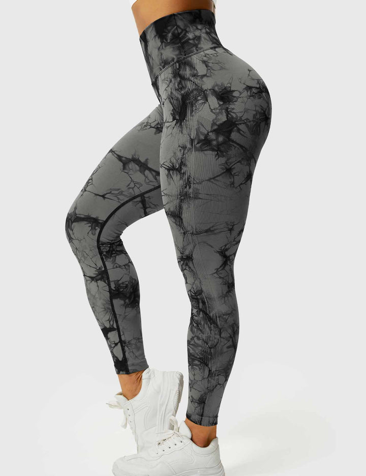 Soft, comfortable tie-dye workout leggings for women, high waist.