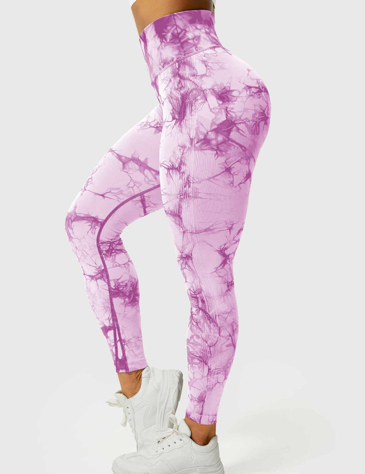 Breathable tie-dye workout leggings, women's comfortable fit.
