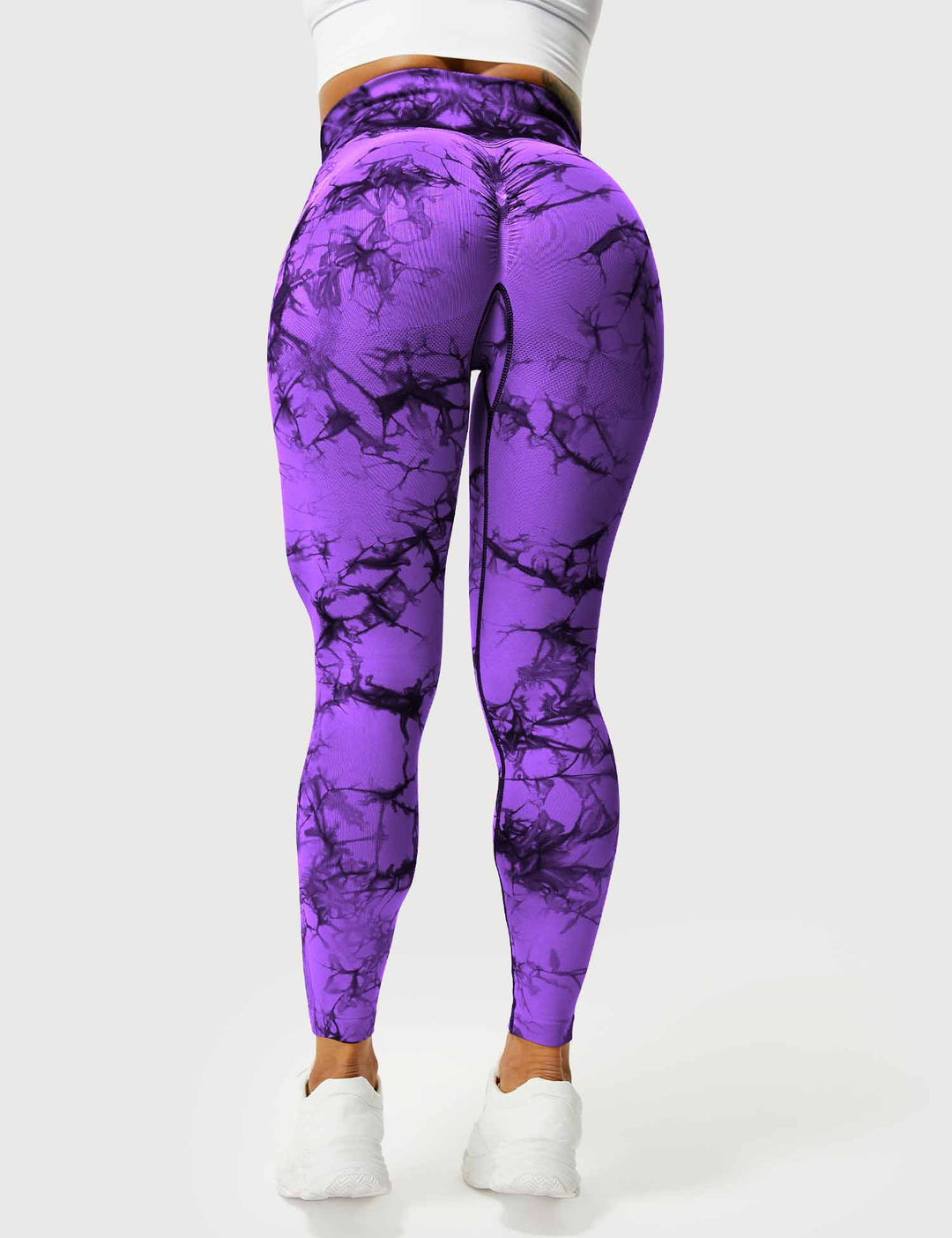 Women's tie-dye performance leggings, comfortable support.