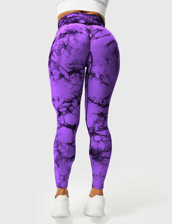Women's tie-dye performance leggings, comfortable support.