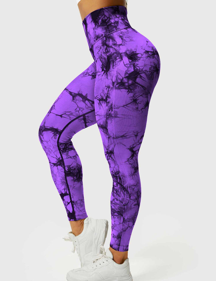 Unique tie-dye print women's leggings, comfortable design.