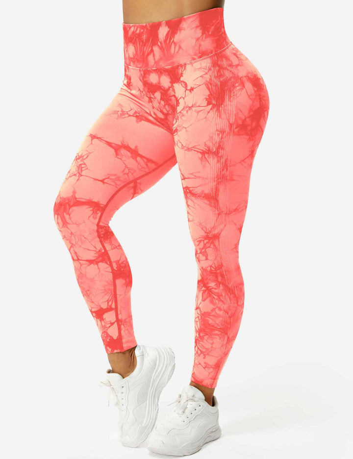 Women's tie-dye sportswear leggings, high-waist comfort.