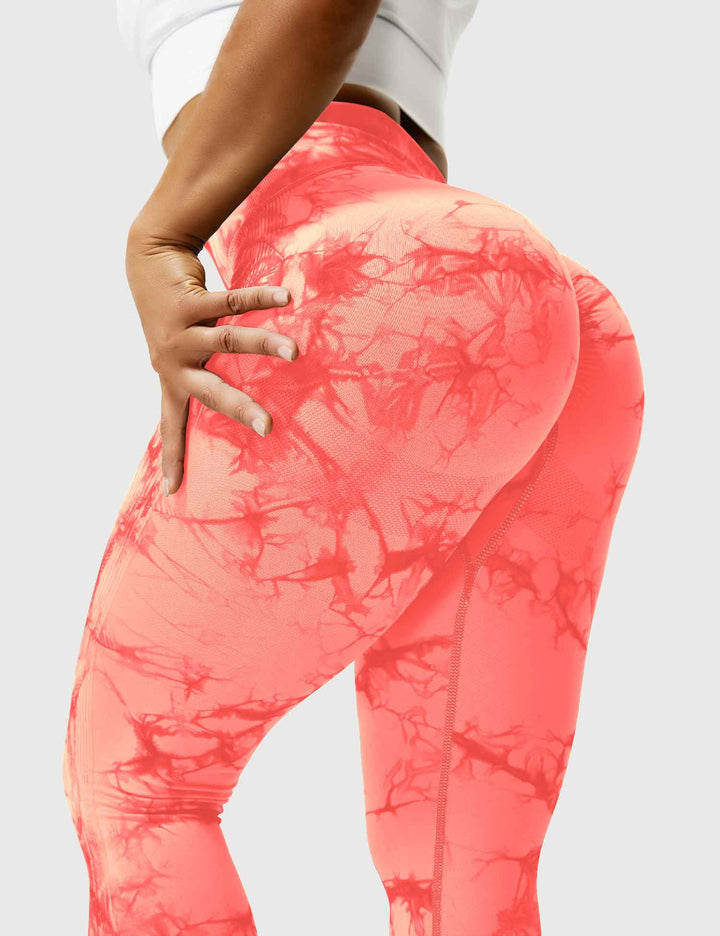 Women's comfortable tie-dye training leggings, high-waisted.