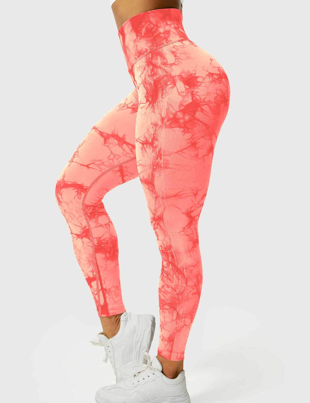 Colorful tie-dye athletic leggings, women's comfortable style.