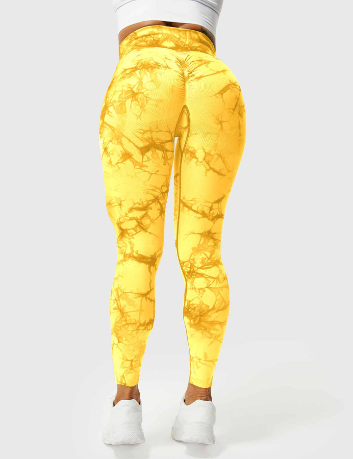 Smooth-stretch tie-dye leggings, women's comfortable gym wear.