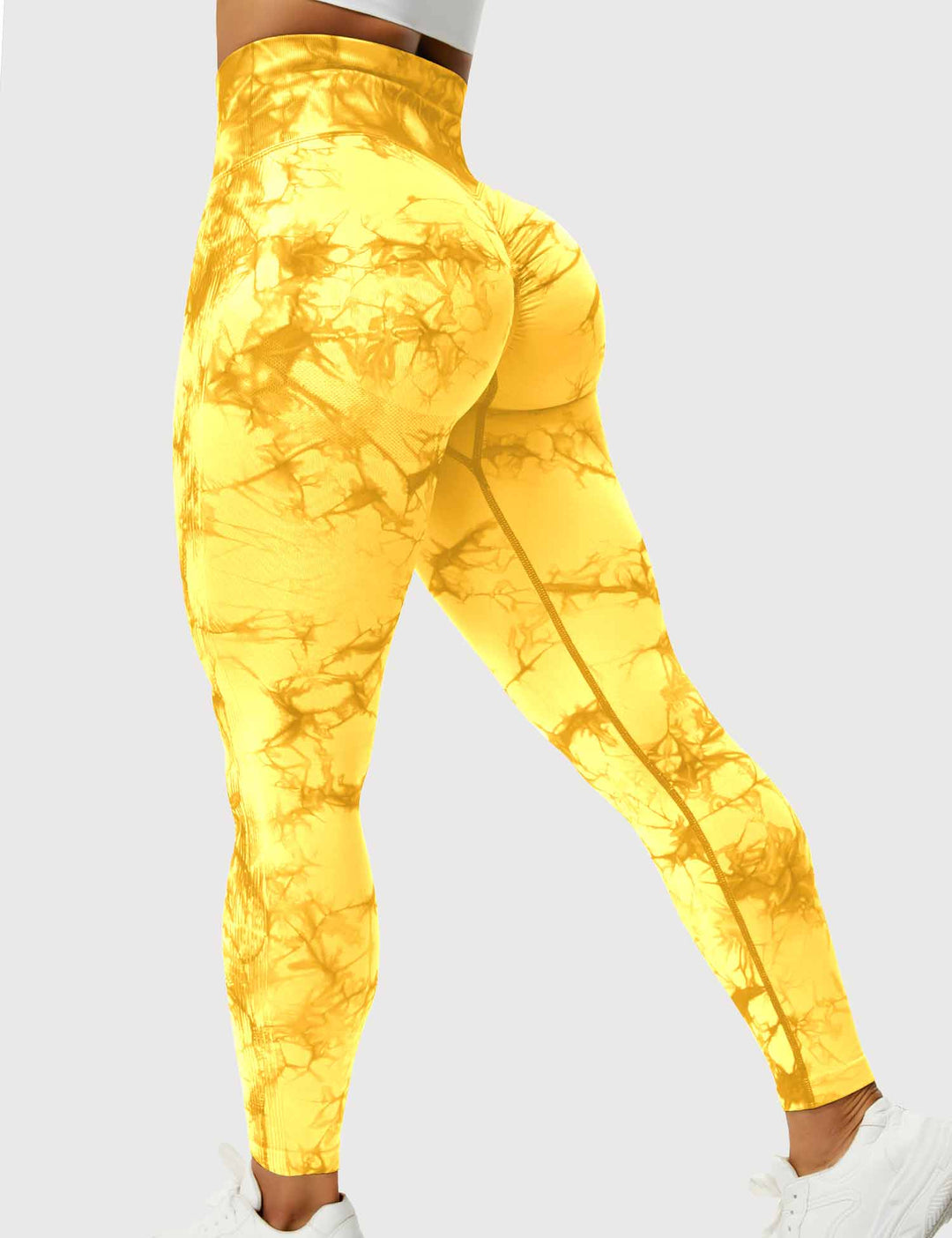 Stylish tie-dye yoga pants for women, comfortable movement.
