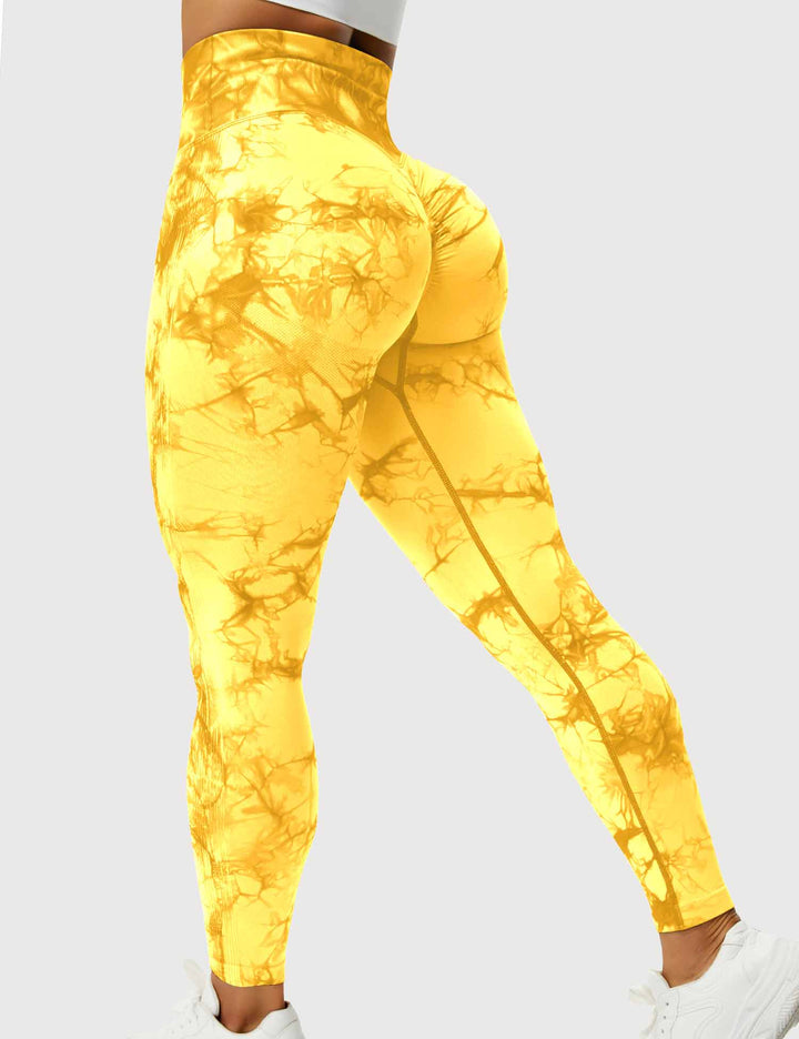Stylish tie-dye yoga pants for women, comfortable movement.