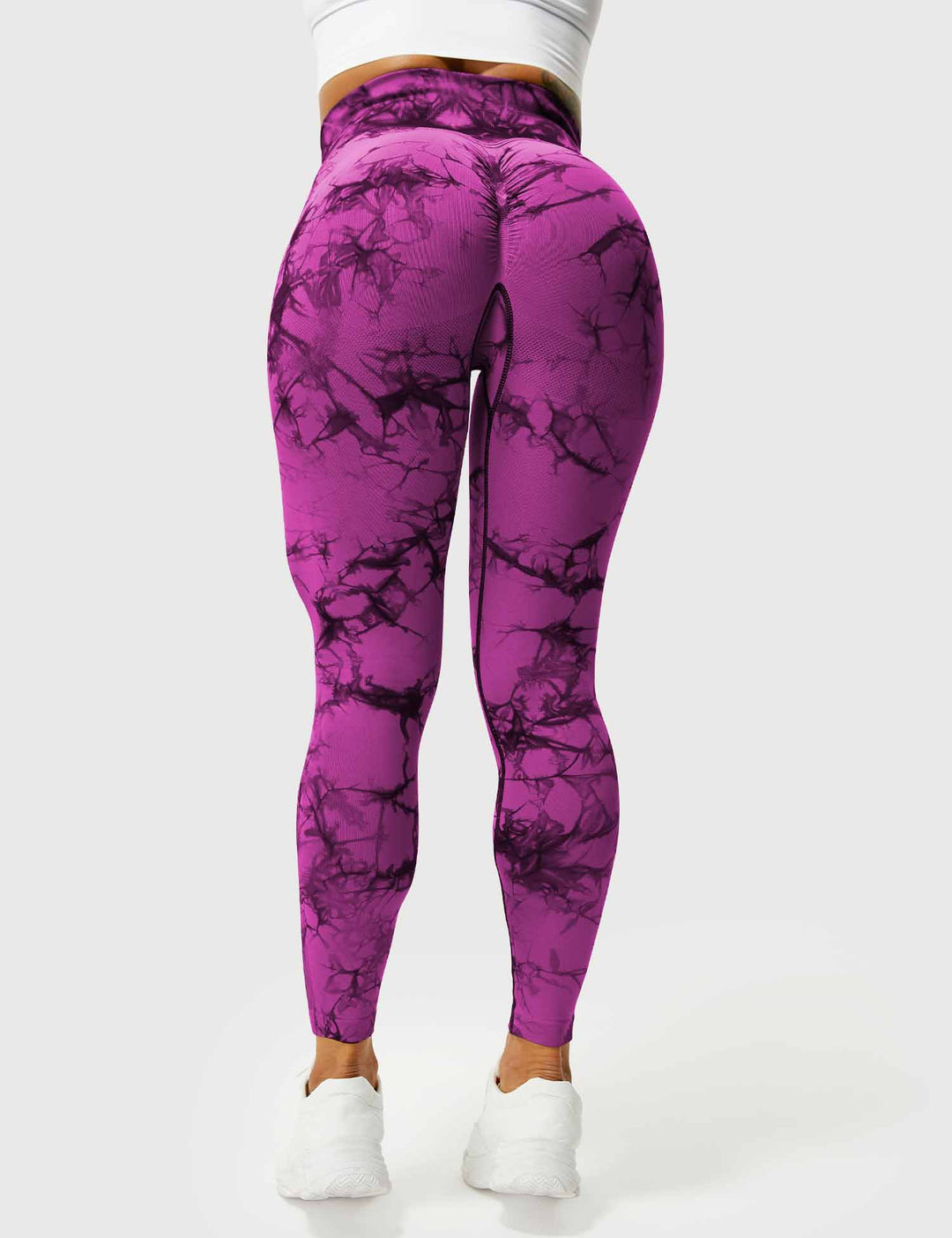 Women's tie-dye gym leggings, high-waist & comfortable.