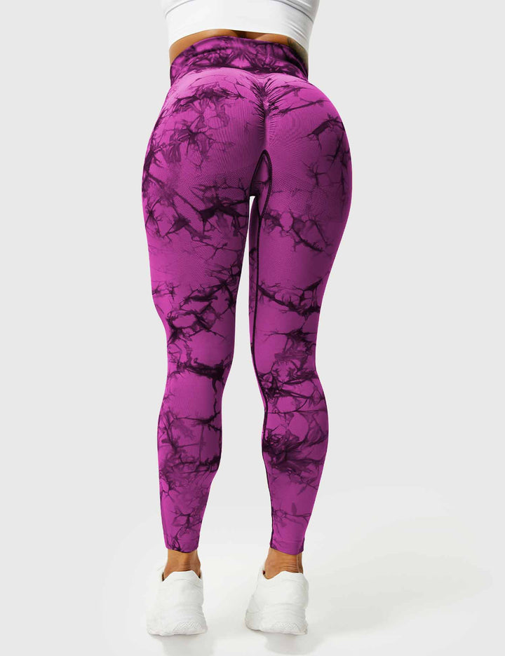 Women's tie-dye gym leggings, high-waist & comfortable.