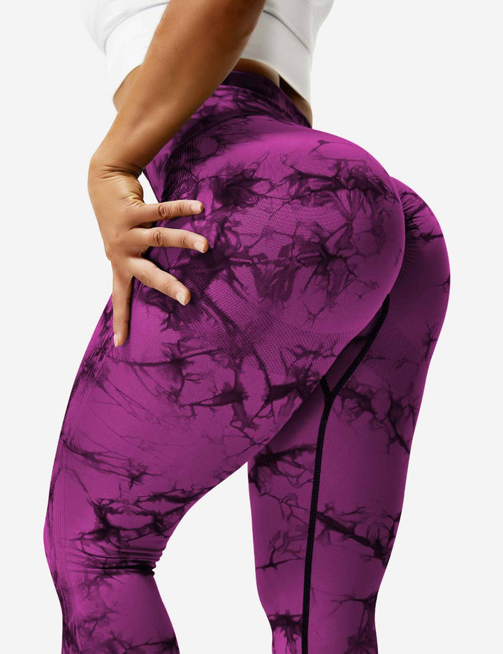 Resilient tie-dye workout leggings for women, comfy fit.