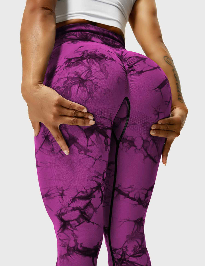 Women's comfortable tie-dye running tights, high-waisted.