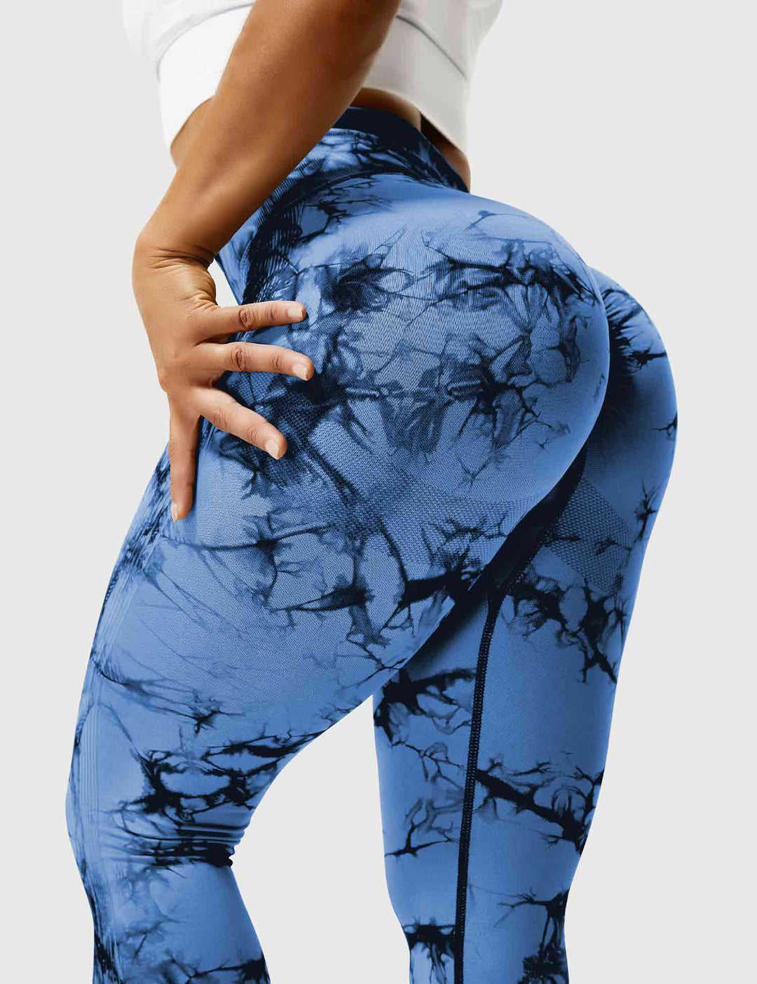 Trendy tie-dye workout leggings for women, fashionable activewear.