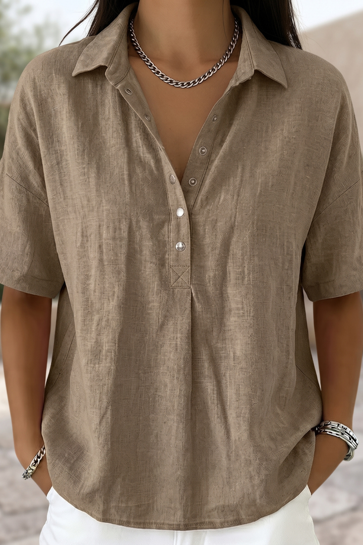 Women's Timeless Button Blouse, elegant long sleeve top for office wear & casual chic style.