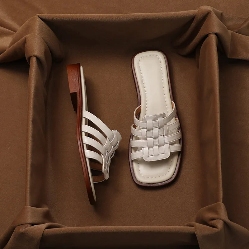Casual women's slide sandals with Tivra Geo Cutout, providing comfortable and stylish summer footwear for daily use.