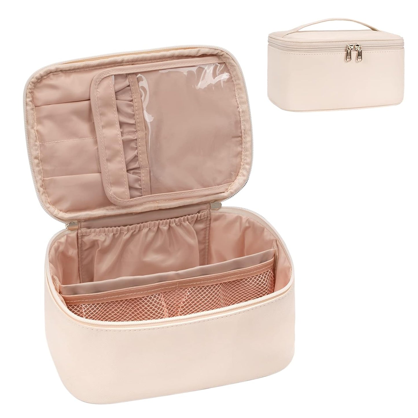 Stylish women's travel makeup bag, durable & compact, perfect for organizing beauty essentials.