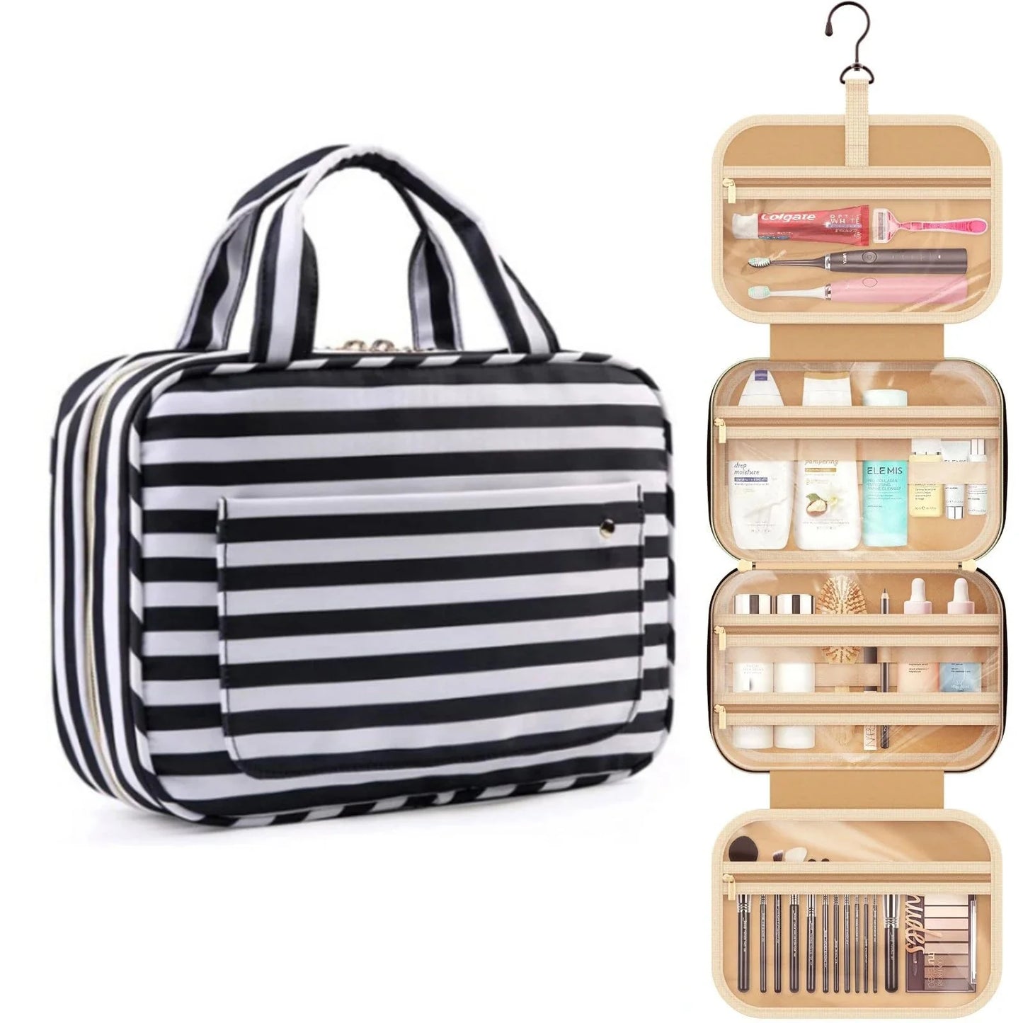 Waterproof women's cosmetic travel bag, durable & portable. Keeps toiletries secure & organized on trips.