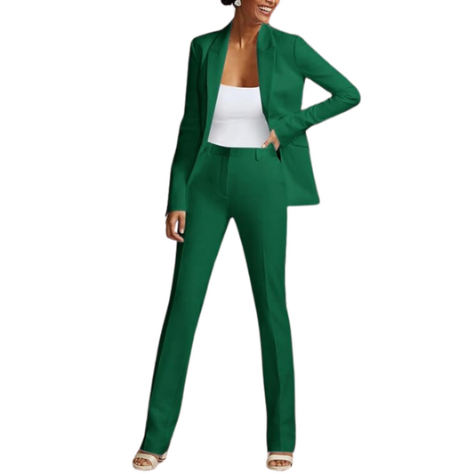 Women's trendy blazer & slim pants set, perfect for professional business attire.
