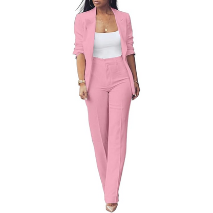 Complete women's blazer & slim pants set, a sophisticated tailored suit for professional women.