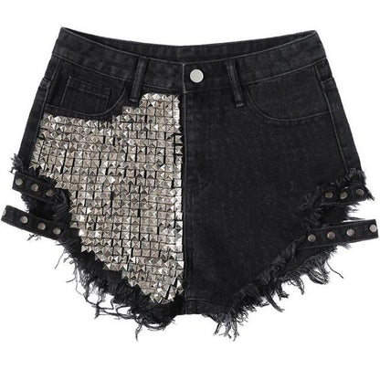 Women's trendy rivet shorts for summer style. Perfect casual denim bottoms for warm weather & everyday wear.