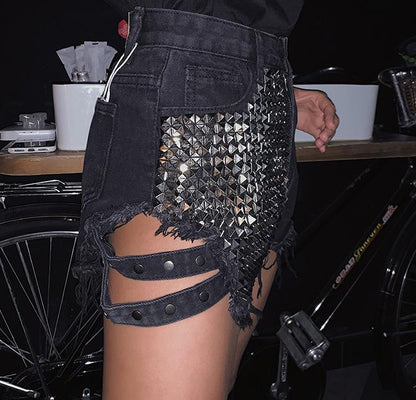 Bestselling women's trendy rivet shorts. Stylish summer fashion bottoms for casual, everyday warm weather wear.