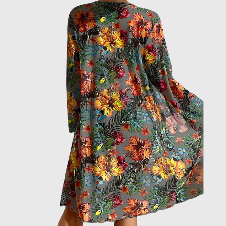 Trendy women's tropical floral print bikini for vacation, poolside & summer adventures.