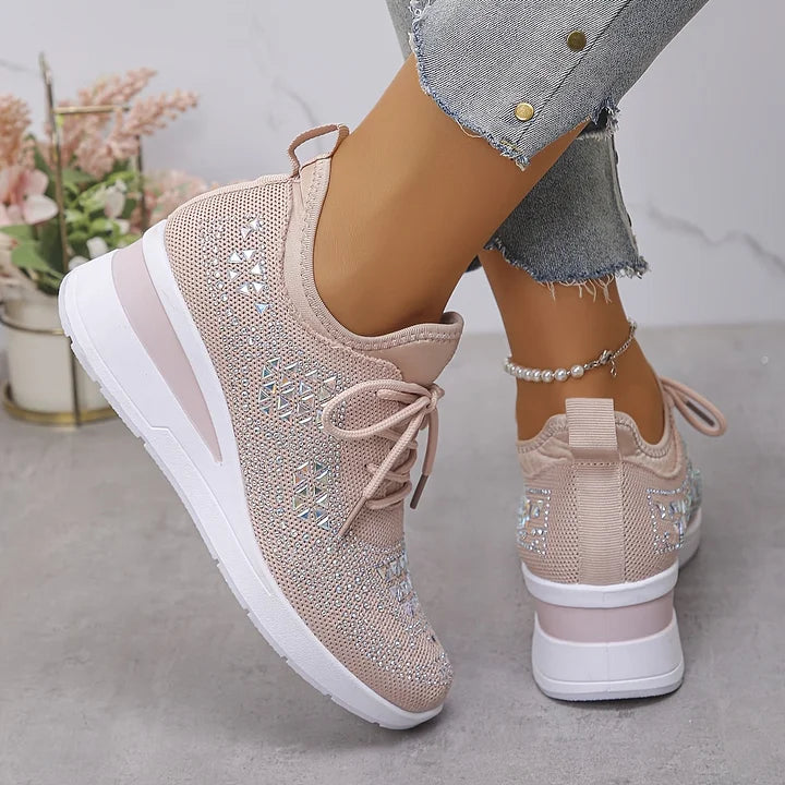 Women's casual orthopedic sparkle sneakers, offering comfort & support all day long.