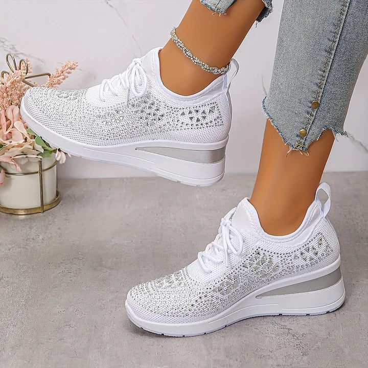 Supportive women's casual sneakers, orthopedic design with sparkle for active feet.