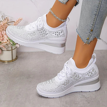 Supportive women's casual sneakers, orthopedic design with sparkle for active feet.