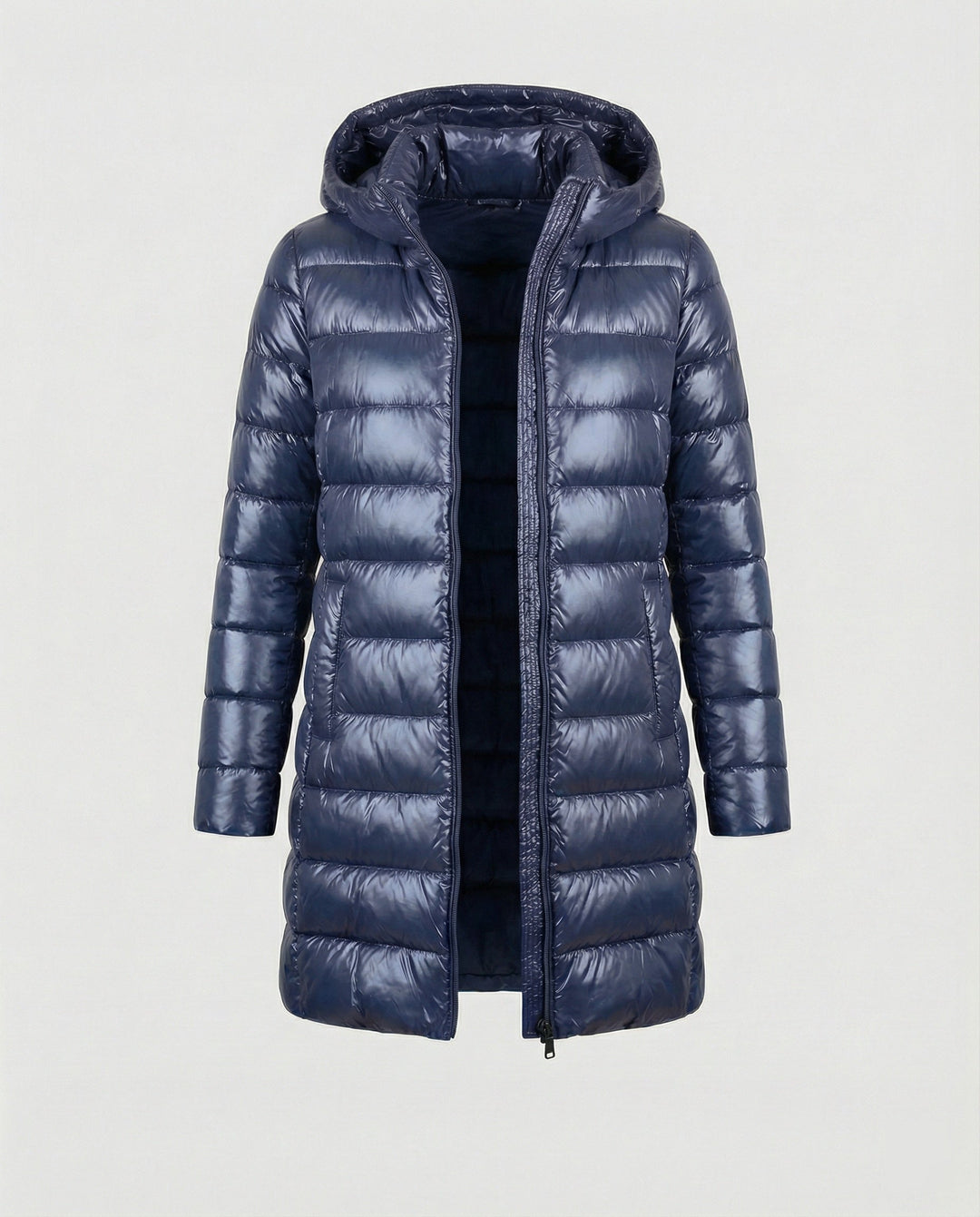 Warm women's ultralight hooded jacket, wind resistant, perfect as a fall or winter layer.