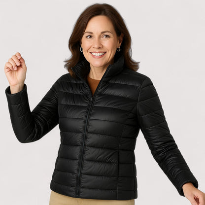 Everyday women's winter coat, stylish, warm & lightweight, perfect cold weather puffer.