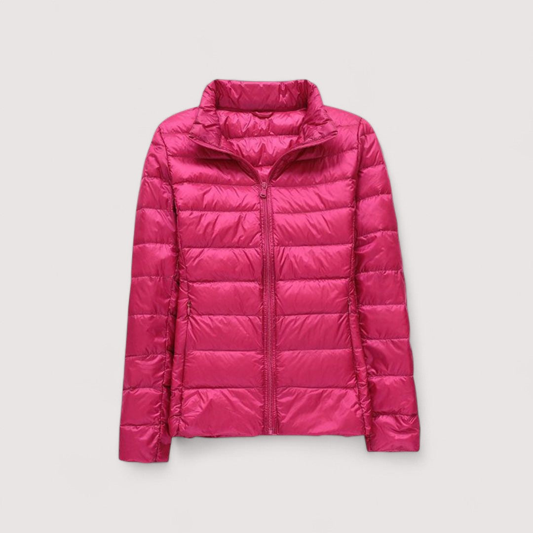 Cozy women's winter jacket, ultralight and insulated for ultimate cold weather warmth.