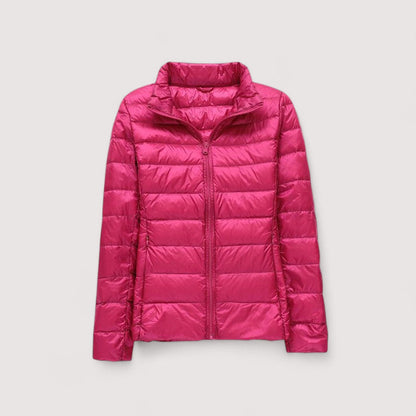 Cozy women's winter jacket, ultralight and insulated for ultimate cold weather warmth.