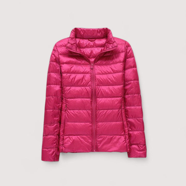 Cozy women's winter jacket, ultralight and insulated for ultimate cold weather warmth.