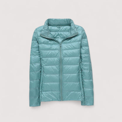 Fashionable women's cold weather coat, stylish & lightweight for winter outings.