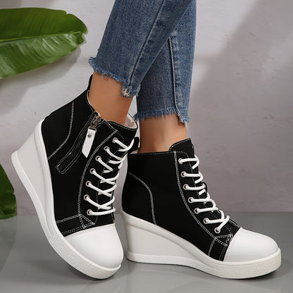 Women's Uptown Hidden Wedge Sneakers, side view, showing elevated style & hidden heel detail.