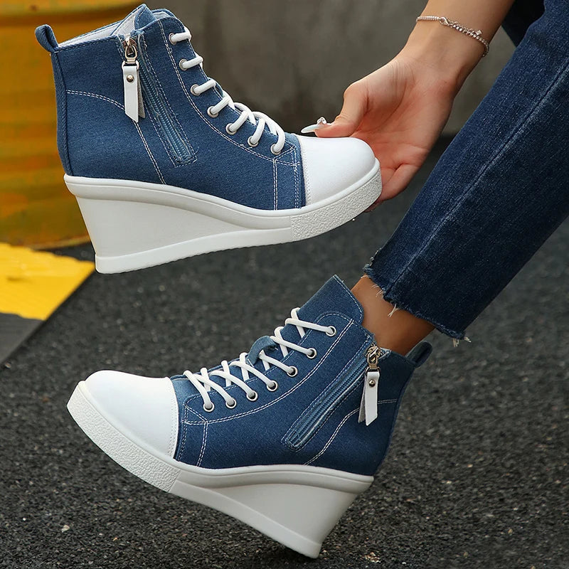 Versatile women's hidden wedge sneakers for elevated style, comfort, and a fashionable streetwear appeal.