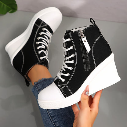 Slip-on women's hidden wedge sneakers for easy wear, blending comfort with an elevated fashion look.