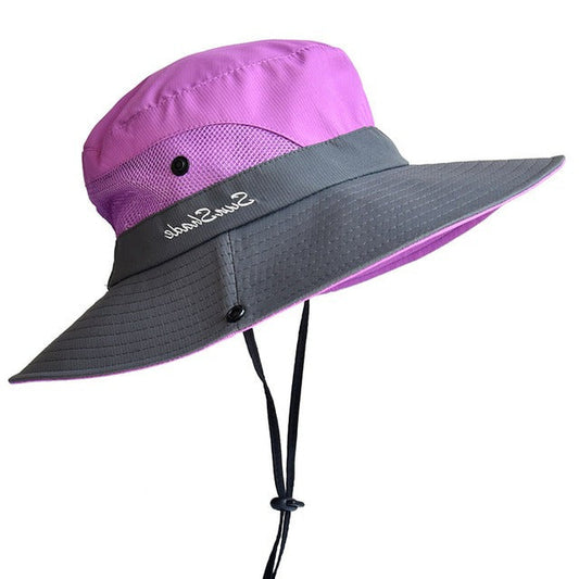 Women's UV Protection Foldable Sun Hat, essential for summer & beach activities.