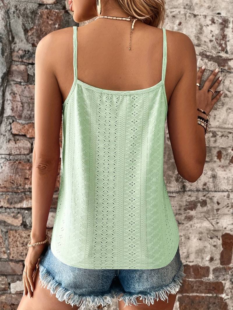 Women's fashionable V-neck cami, comfortable & sleeveless with beautiful lace trim. Perfect for summer.