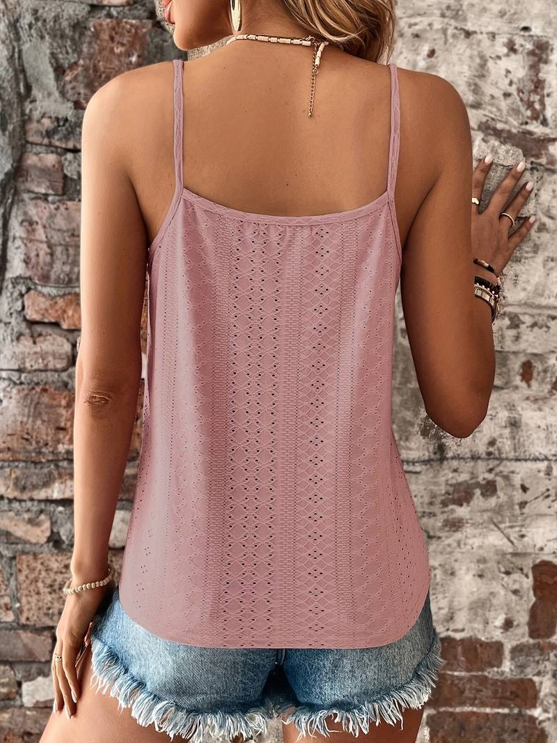 Relaxed fit women's cami with V-neck & delicate lace trim. Essential summer fashion for comfort.