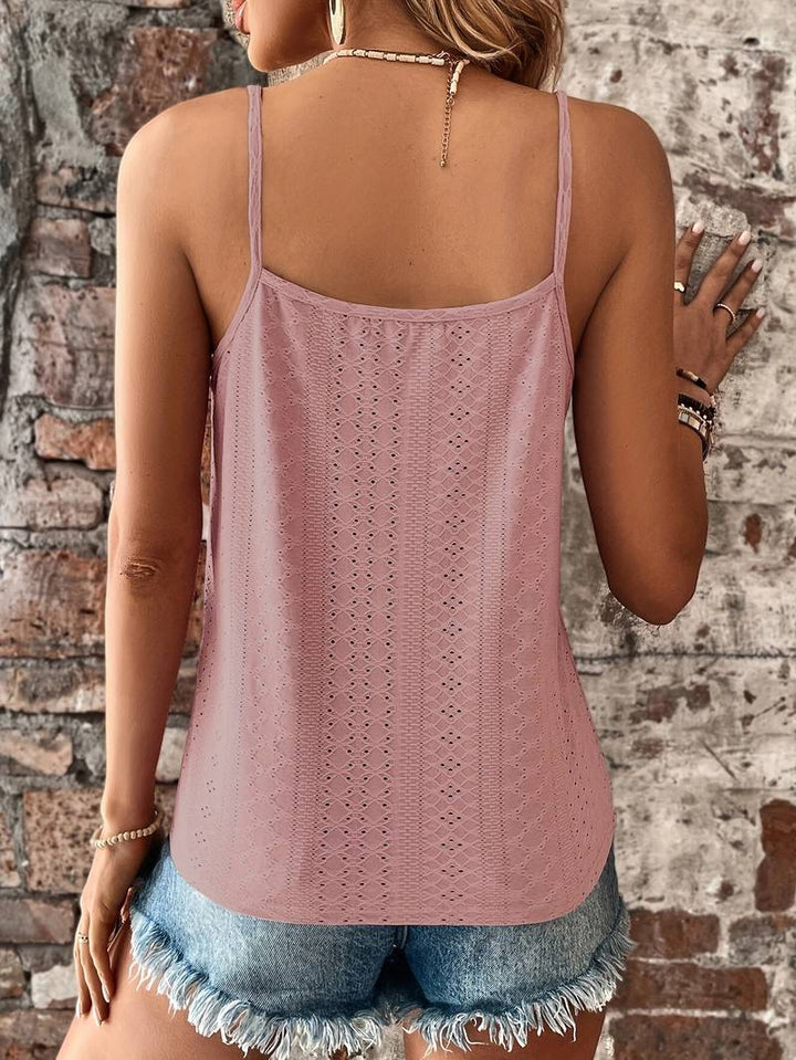 Relaxed fit women's cami with V-neck & delicate lace trim. Essential summer fashion for comfort.