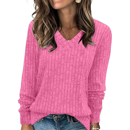 Women's V-neck lightweight tunic sweater for everyday comfort & casual wear.