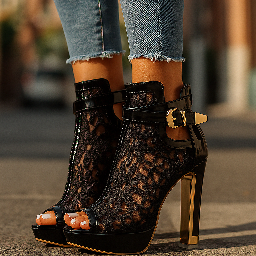 Chic Valencia Platform Heels for women. Perfect dress heels, party shoes, and formal footwear with ankle strap.