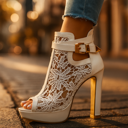 Versatile women's Valencia Platform Heels. Ideal chic heels, dress heels, & party shoes with an ankle strap.