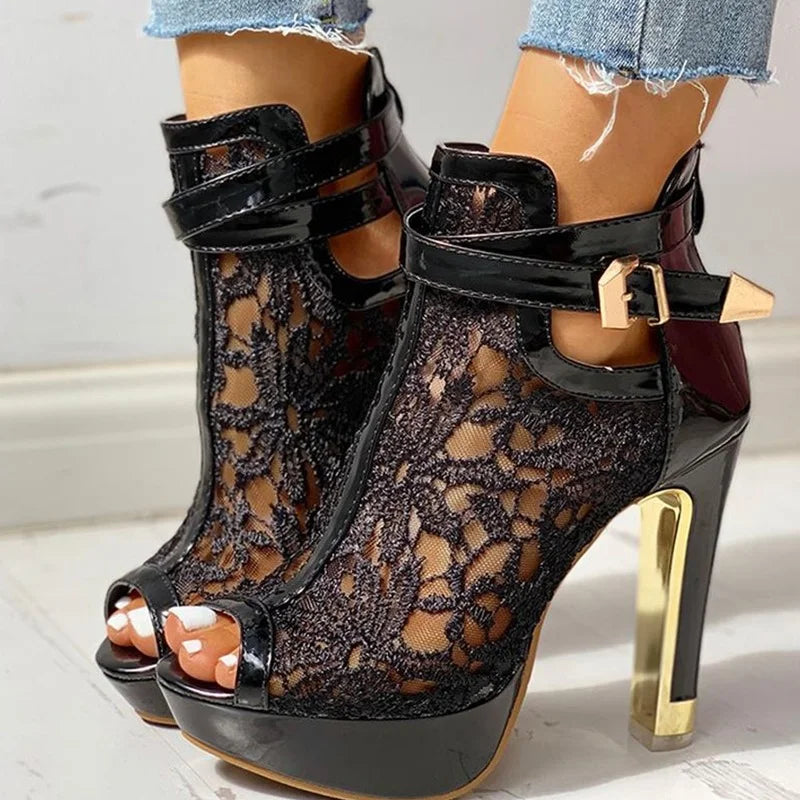 Comfortable women's Valencia Platform Heels. Chic dress heels with a supportive ankle strap for long wear.