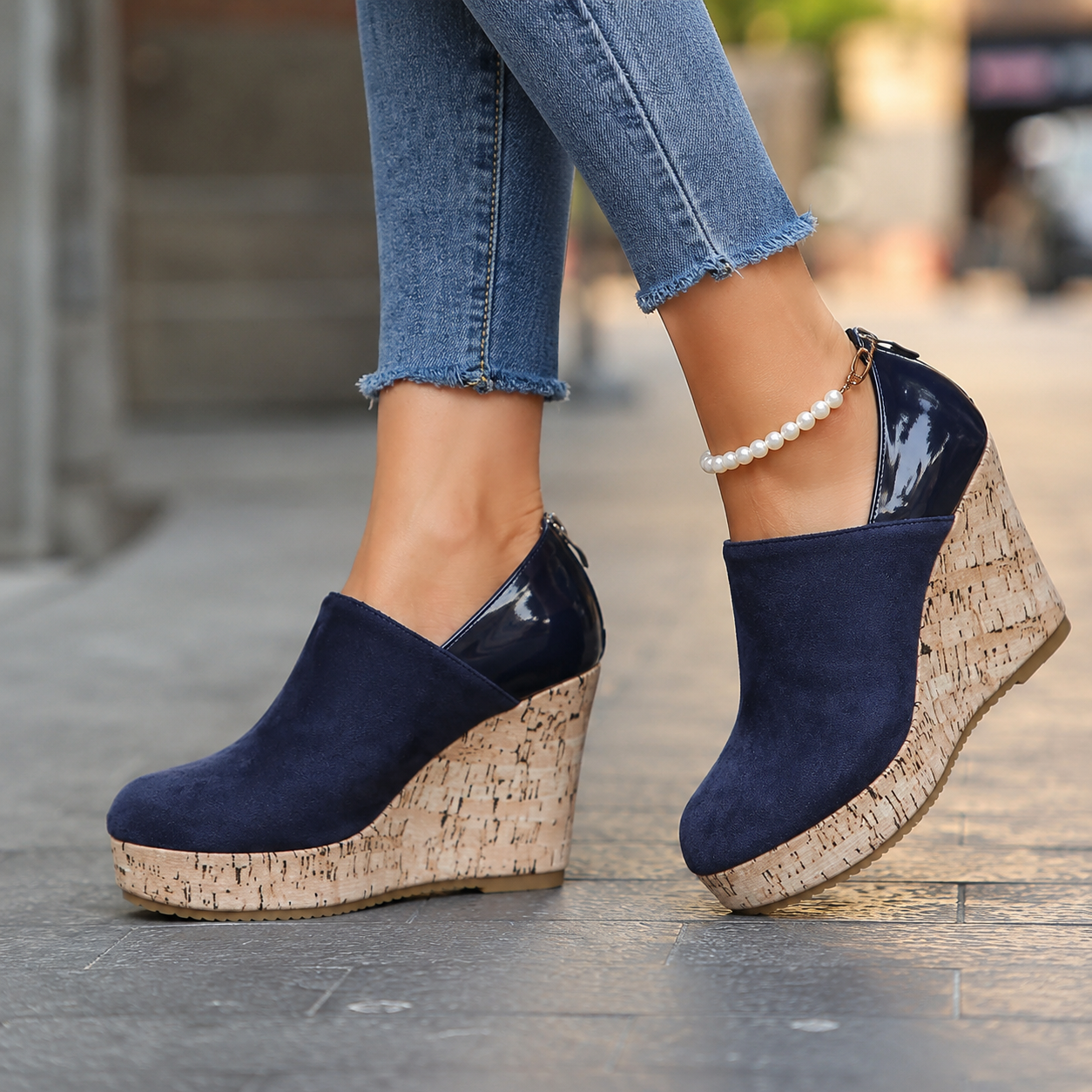 Women's Valenza wedge loafers in black, offering all-day comfort & versatile style for casual or dress wear.